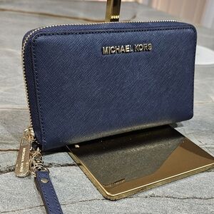 Michael Kors Navy Blue Wristlet New With Tags